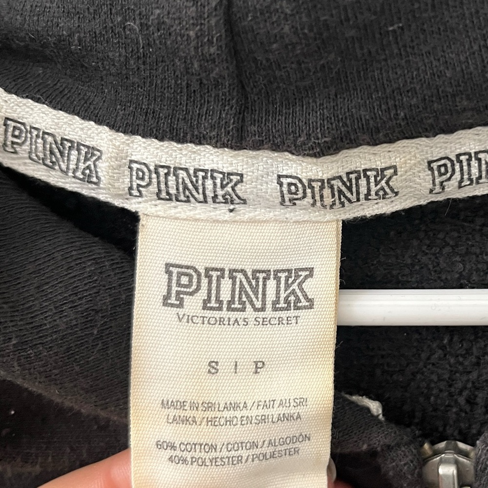 PINK Victoria’s Secret Black Zip-Up Hoodie - Picture 3 of 3